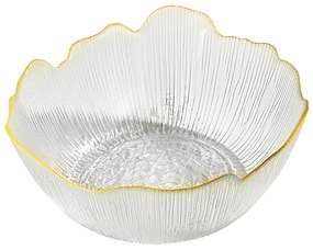 Insalatiera in vetro lavorato 21 cm bordo oro