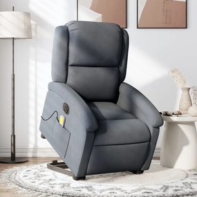 Poltrona Alzapersona Massaggio Elettrica Grigio Scuro Velluto /