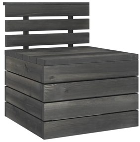 Set Divani da Giardino su Pallet 6 pz Legno Pino Grigio Scuro