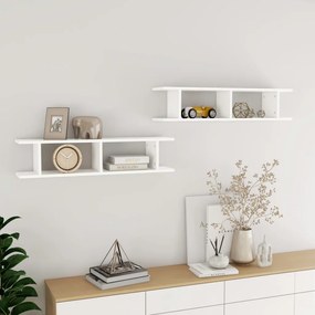 Mensole Da Parete 2 Pz Bianche 90x18x20 Cm İn Legno Multistrato /