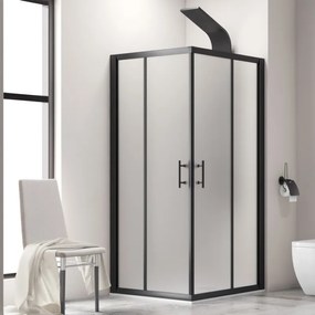 Kamalu - Box doccia 80x120 nero doppio scorrevole vetro opaco | KF1000B