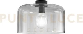 Plafoniera gibus fume' 1 luce attacco e27 35x35x23cm in vetro soffiato