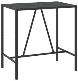 Tavolo da bar con piano in vetro nero 110x70x110 cm polyrattan