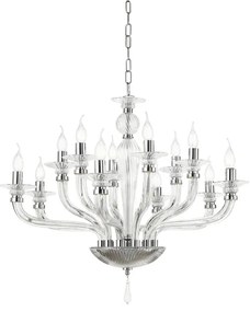 Lampadario a sospensione D85 cm VILLA a 12 luci in vetro lavorato a mano CROMO