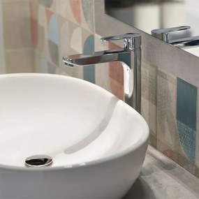 Miscelatore lavabo alto cromato completo di piletta click clack Zoe