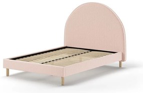 Letto singolo imbottito rosa con griglia 140x200 cm MOON - Vipack