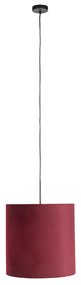 Lampada a sospensione con paralume in velluto rosso con oro 40 cm - Combi