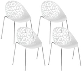 Set di 4 sedie da pranzo in metallo e plastica bianca MUMFORD Beliani