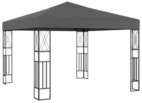 Gazebo con Stringa di Luci LED 3x3 m in Tessuto Antracite