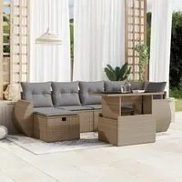 Set Divani da Giardino 7 pz con Cuscini Beige in Polyrattan 3275139