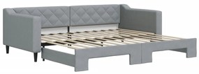 Divano letto con letto estraibile grigio chiaro 90x200 tessuto