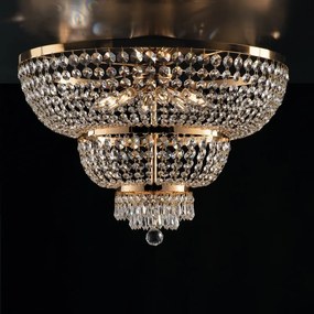 Plafoniera imperiale in ferro e ottone Oro con stass otto luci 65x h48 cm