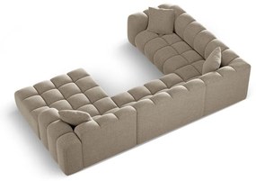 Divano angolare marrone chiaro (con penisola a sinistra/a U) con rivestimento in ciniglia Treno – Cosmopolitan Design