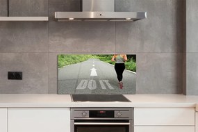 Pannello paraschizzi cucina Donna di strada che corre 100x50 cm