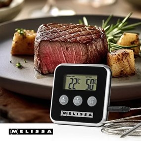Melissa - Termometro per carne con display digitale e timer 0-250 °C 1xAAA