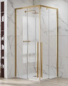 Box Doccia Soft-Close H200 8mm Anticalcare Profili Oro Spazzolato