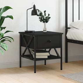 Comodino Nero 40x42x45 Cm İn Legno Multistrato /