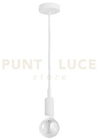 Gso090- pendente flash cavo in stoffa e rosone bianco satinato 1 lu...