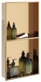 Nicchia Per Doccia Oro Spazzolato 32x62x9cm İn Acciaio Inox /