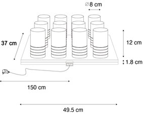 Set di 12 lampade da tavolo ricaricabili dorate RGBW con stazione di ricarica - Alessia