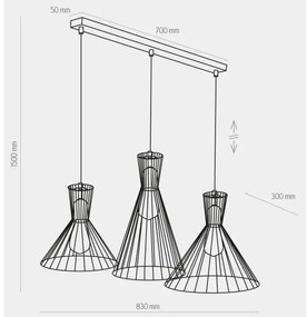 Lampadario a sospensione con filo SAHARA 3xE27/60W/230V
