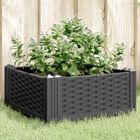 Fioriera Da Giardino Con Picchetti Nera 42,5x42,5x28,5 Cm Pp /