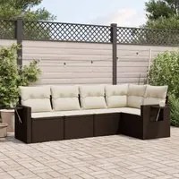 Set Divano da Giardino 5 pz con Cuscini Marrone in Polyrattan 3220132