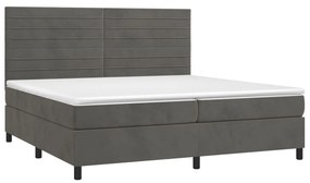 Letto a molle con materasso e led grigio scuro 200x200 cm