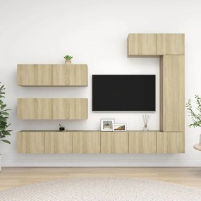Set Di Mobili Tv 7 Pz Rovere Sonoma İn Legno Multistrato /
