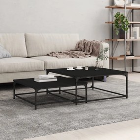 Tavolini Impilabili 2 Pz Neri İn Legno Multistrato /