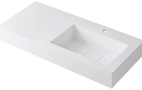 Lavabo a incasso rettangolare vasca a destra L 100.5 x H 15 x P 46 cm in resina bianco opaco