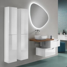 Mobile bagno sospeso con lavabo da appoggio e specchio LED - MIXI C