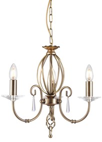 Lampadario Classico Aegean Acciaio Ottone Anticato 3 Luci E14