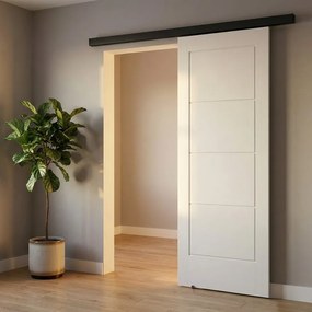 Porta scorrevole reversibile Bent in mdf bianco, L 93 x H 212 cm, con binario Meli