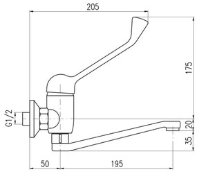 RAV Slezák SA601.5/26 - Miscelatore per lavabo con leva per uso medico SAZAVA, cromo lucido