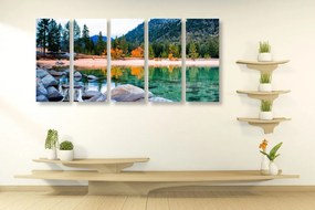 Quadri 5 pezzi – Lago in una natura splendida