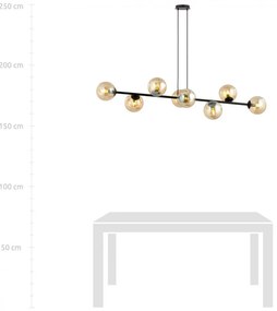 Lampadario a sospensione ROSSI 8 BL in acciaio e vetro 8xE14 Colore delle Sfere Miele
