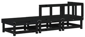 Set salotto da giardino 3 pz nero in legno massello di pino