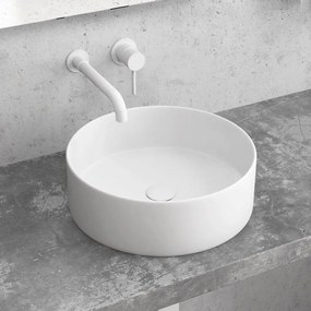 Kamalu - lavabo tondo colore bianco opaco 35cm  litos-kbm350