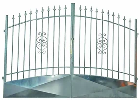 Cancello manuale battente Emilius 4000 in ferro, apertura centrale, L 408.5, H 165-195 cm, di colore grigio zincato