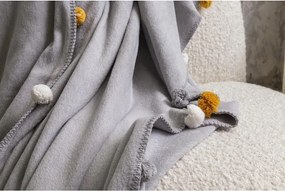 Copriletto grigio in vello 150x200 cm Pom Pom – Mijolnir