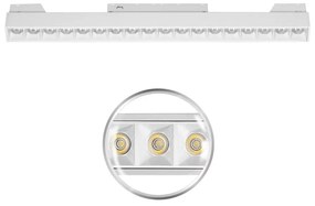 Faro LED Lineare 18W Magnetico 32cm CRI92 UGR16 Bianco 48V Colore Bianco Caldo 3.000K