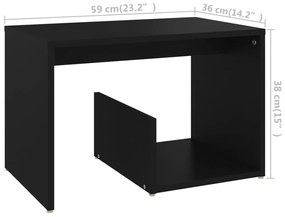 Tavolino Nero 59x36x38 cm in Legno Multistrato