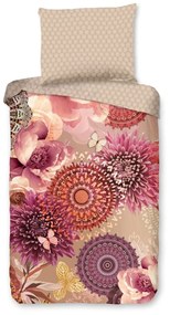 Biancheria da letto singola in cotone sateen rosa e beige 140x200 cm - HIP