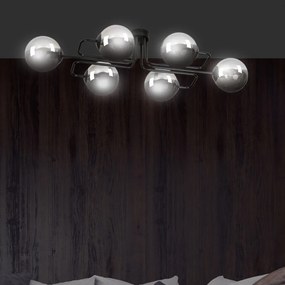 Lampadario da soffitto BRENDI 6 in acciaio e vetro 6xE14 Colore del corpo Grafite