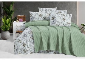 Copriletto in cotone verde 220x240 cm Waffle - Mila Home