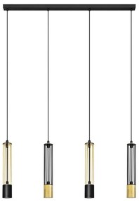 LED Lampadario su corda BARS 4xGU10/4,8W/230V nero/dorato