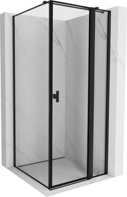 Mexen Mist T cabina doccia a battente destra 80 x 80 cm, cornice nera, nera - 8A4T-080-080-70-70-P