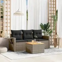 Set Divani da Giardino 4 pz con Cuscini in Polyrattan Grigio 3224436