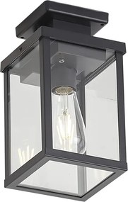 Plafoniera moderna da esterno nera con sensore di movimento e crepuscolare IP44 - Rotterdam